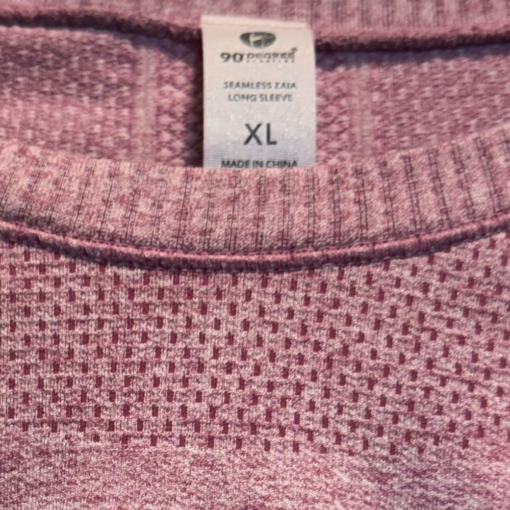 90 DEGREES Seamless Zaia Long Sleeve Active Sporty Pink Top With Thumbholes  XL - Picture 3 of 15
